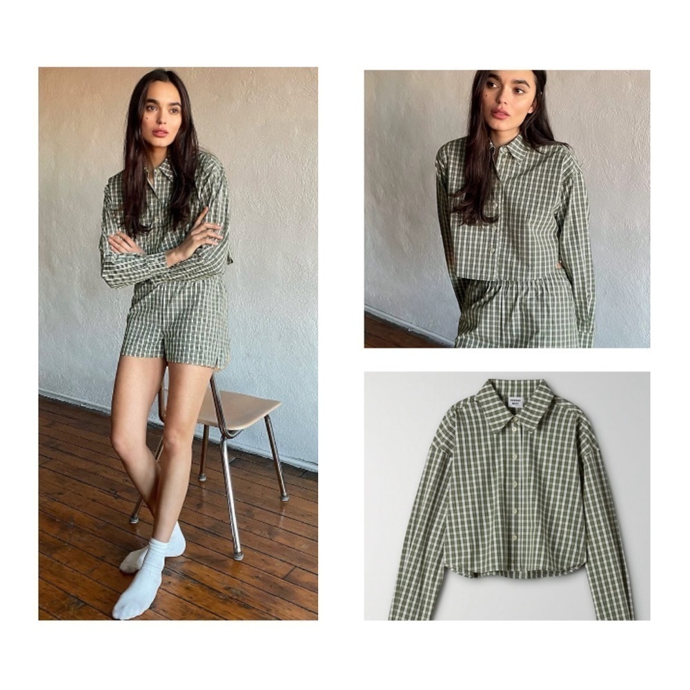 Aritzia Sunday Best Poppy Button-up in Chive Green - size 2